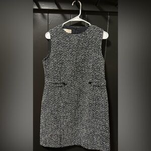 Elegant Black and White Tweed Dress